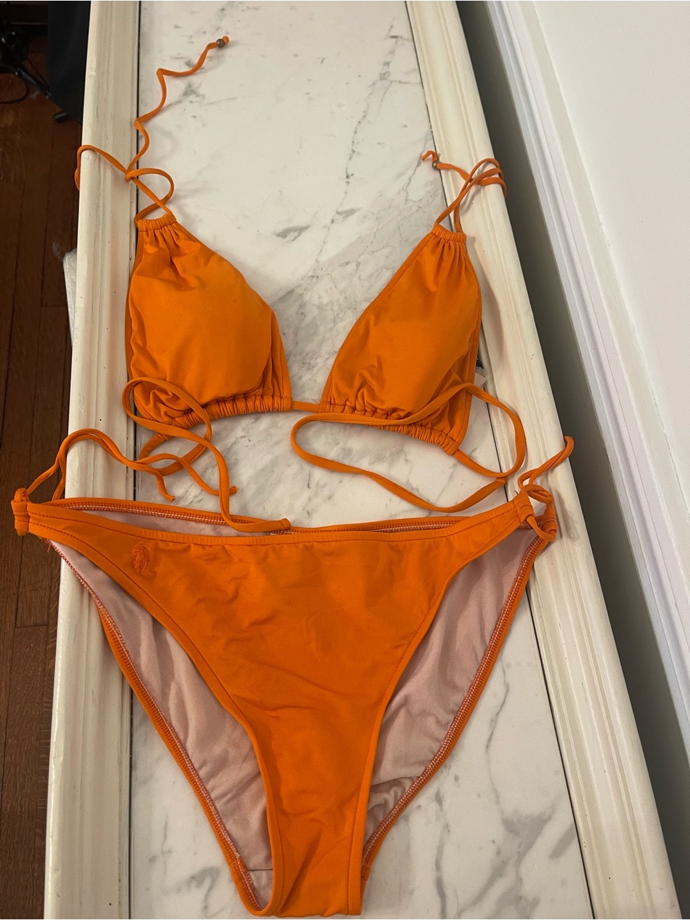 Ralph Lauren Orange Triangle String Bikini Set